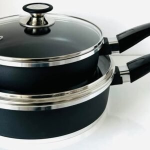 طقم المقالي غير اللاصقة باللون الأسود