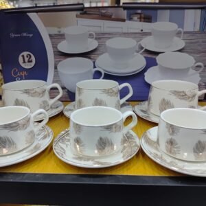 سارفيس كوب وصحن 24 قطعة أبيض ذهبي