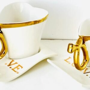 طقم فناجين القهوة على شكل قلب