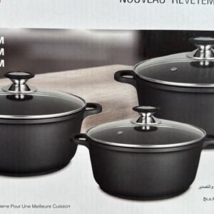 طقم الطناجر بالحجر الأسود