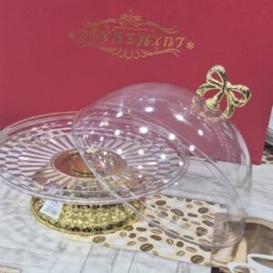 (الحجم الصغير )صحن الكيك الزجاجية المزودة بغطاء شفاف