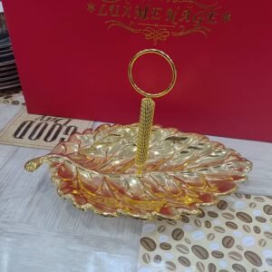 (الحجم الصغير)صينية التقديم الذهبية على شكل ورقة