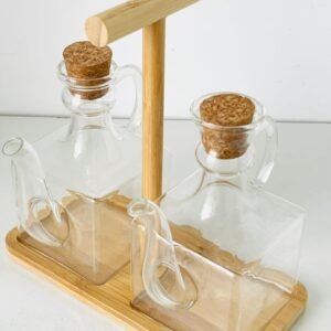 طقم قارورتين زجاجيتين بصبّات مربعة