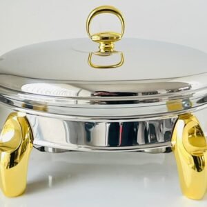 صحن تقديم حراري بزجاج وغطاء معدني فاخر