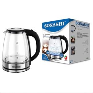 "Sonashi – غلاية زجاجية أنيقة بإضاءة LED"