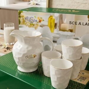 "AlSie – طقم سيراميك فاخر لتقديم الحليب"
